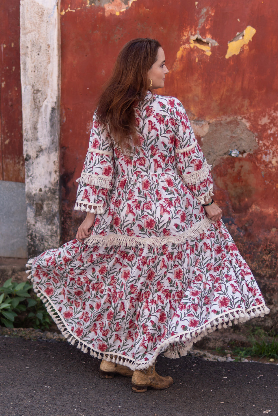 Mystical Garden - Boho Floral Cotton Maxi Dress