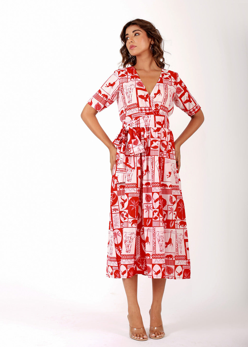 Red Tropical – Cotton Printed Summer Dress