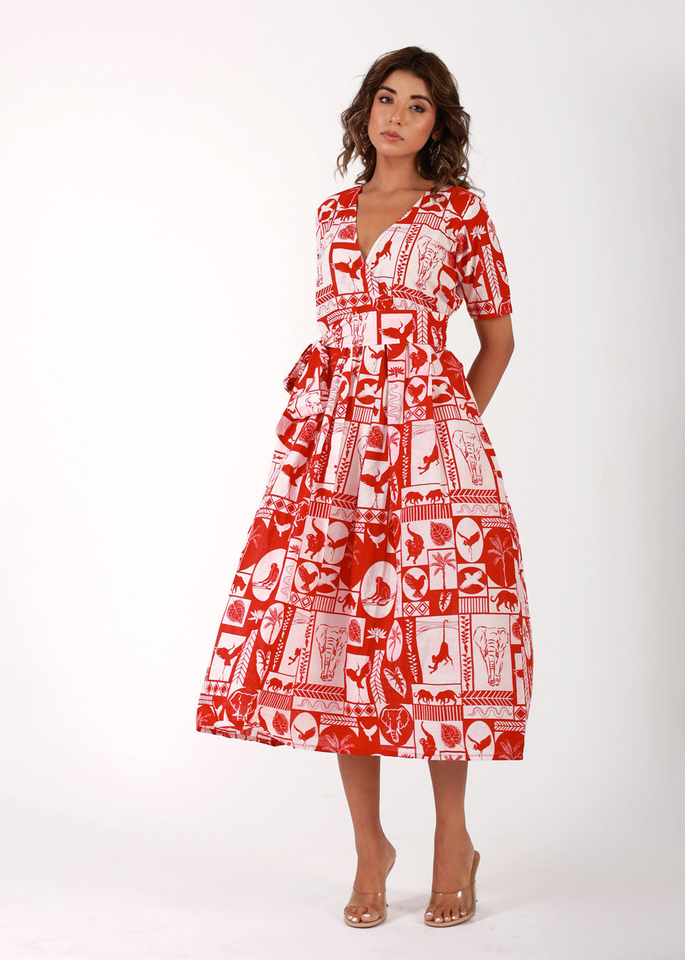 Red Tropical – Cotton Printed Summer Dress
