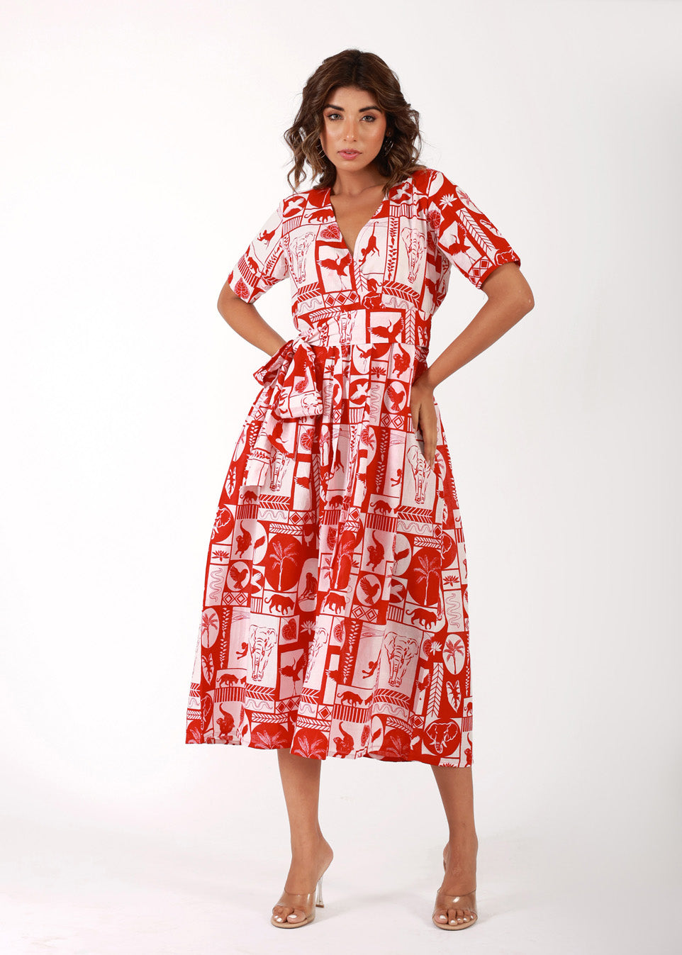 Red Tropical – Cotton Printed Summer Dress
