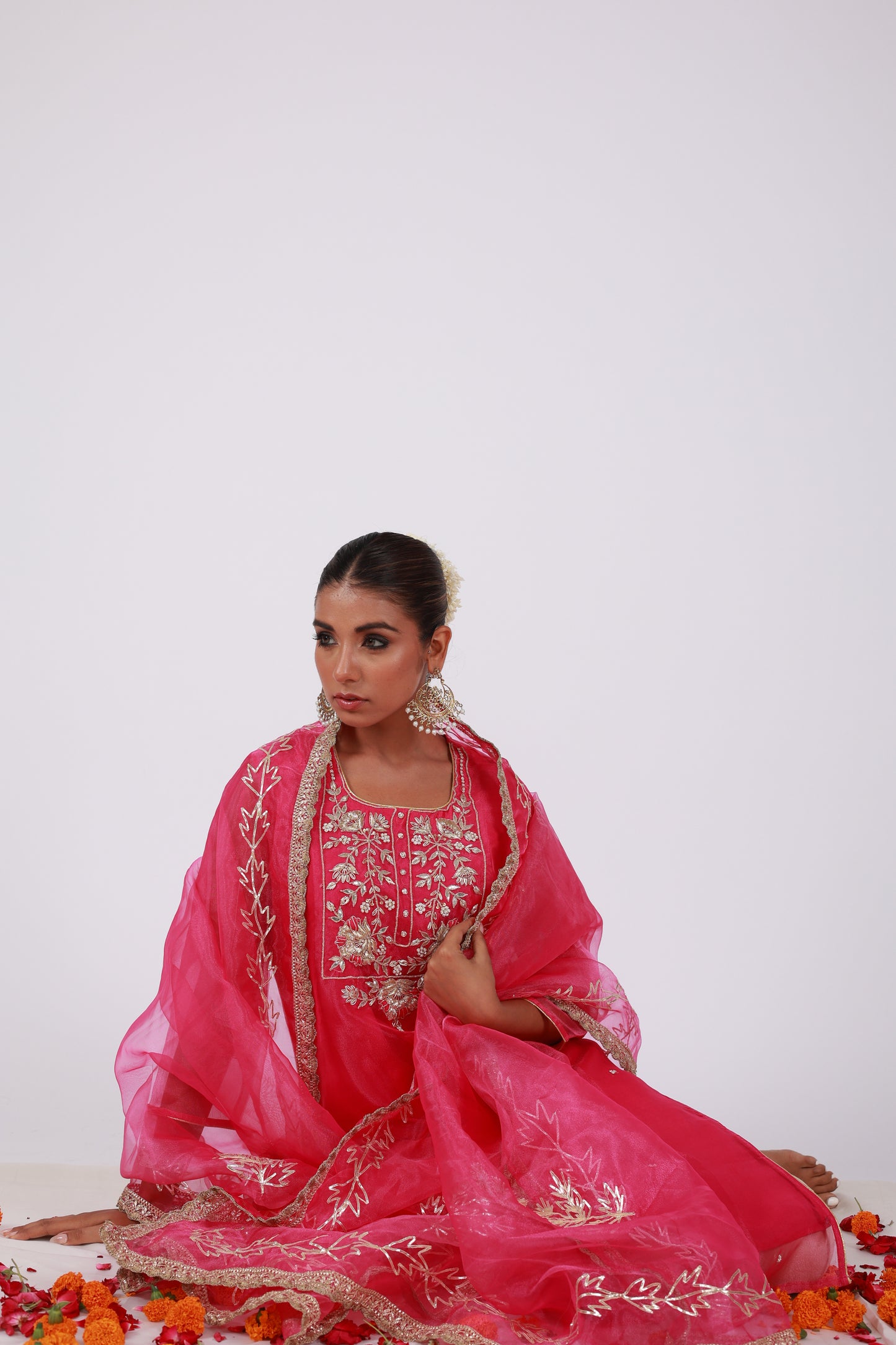 Roobroo – Hand Embroidered Organza Kurta Set