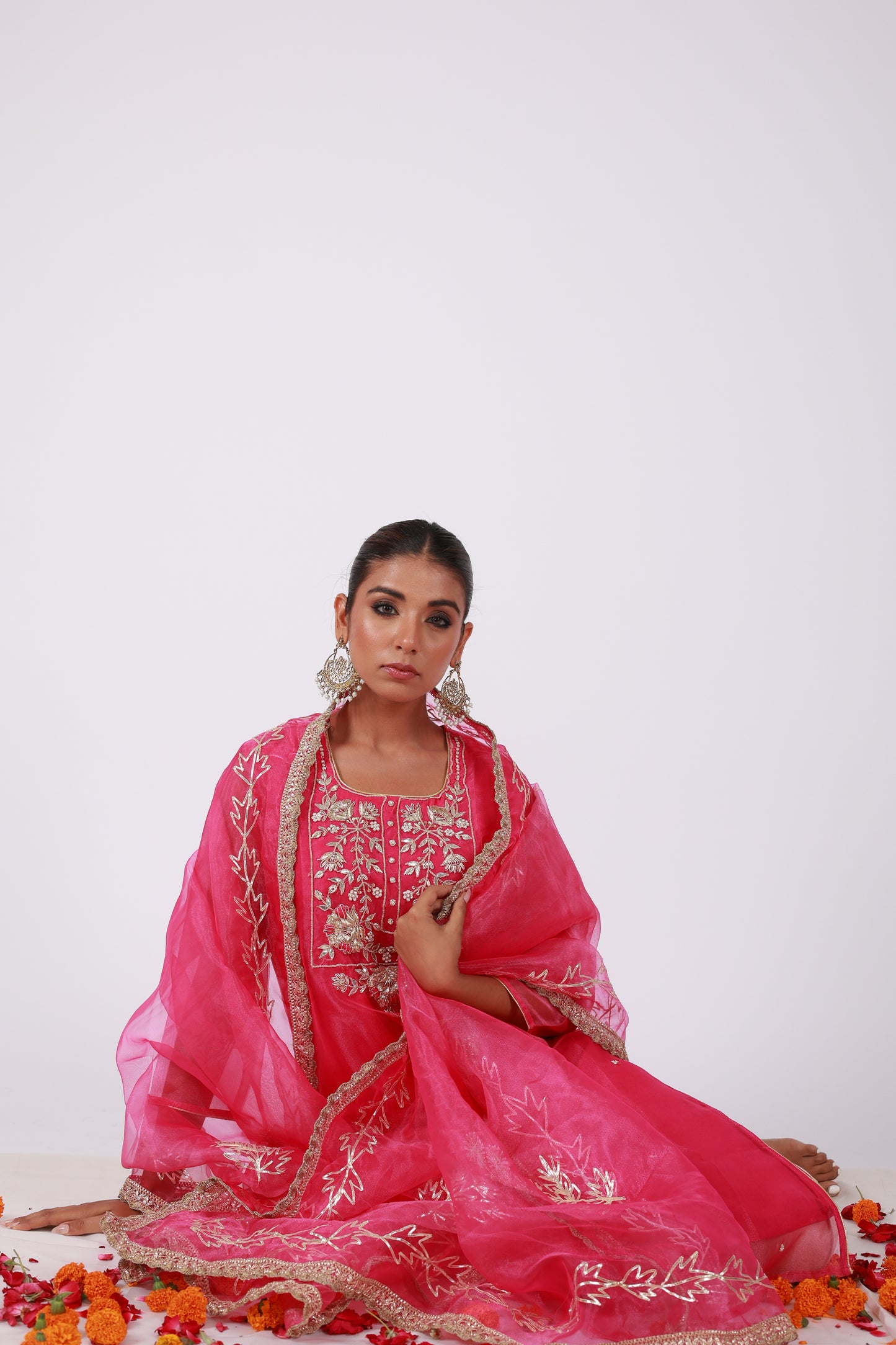 Roobroo – Hand Embroidered Organza Kurta Set