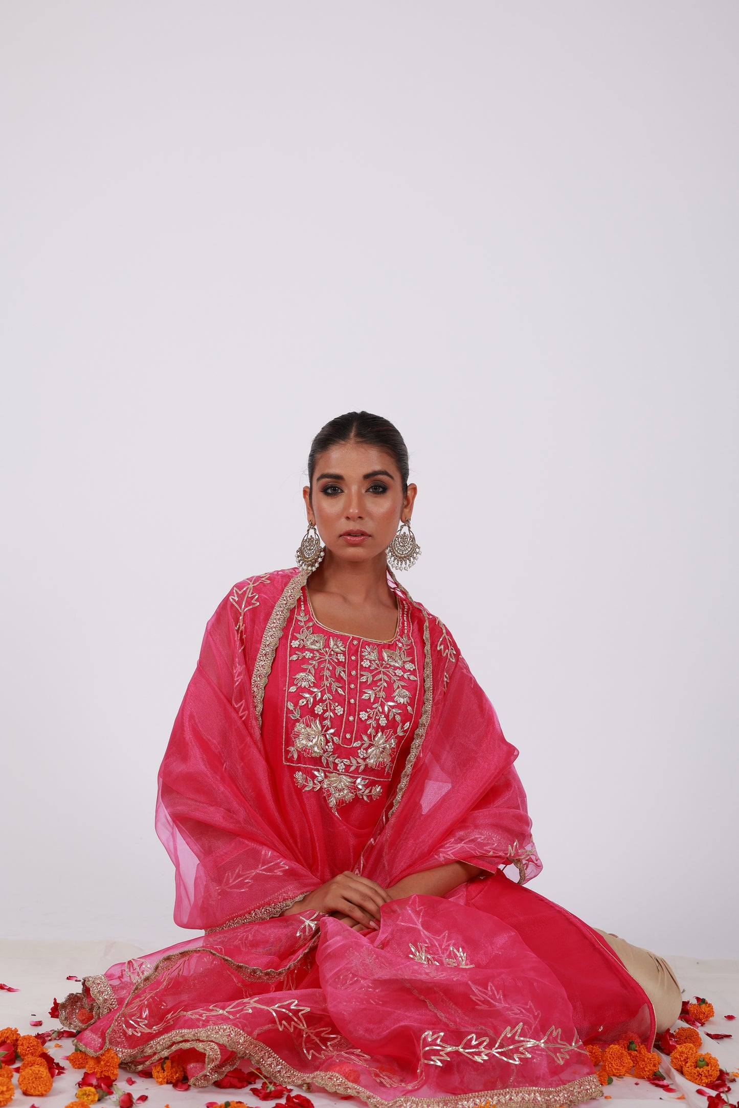 Roobroo – Hand Embroidered Organza Kurta Set