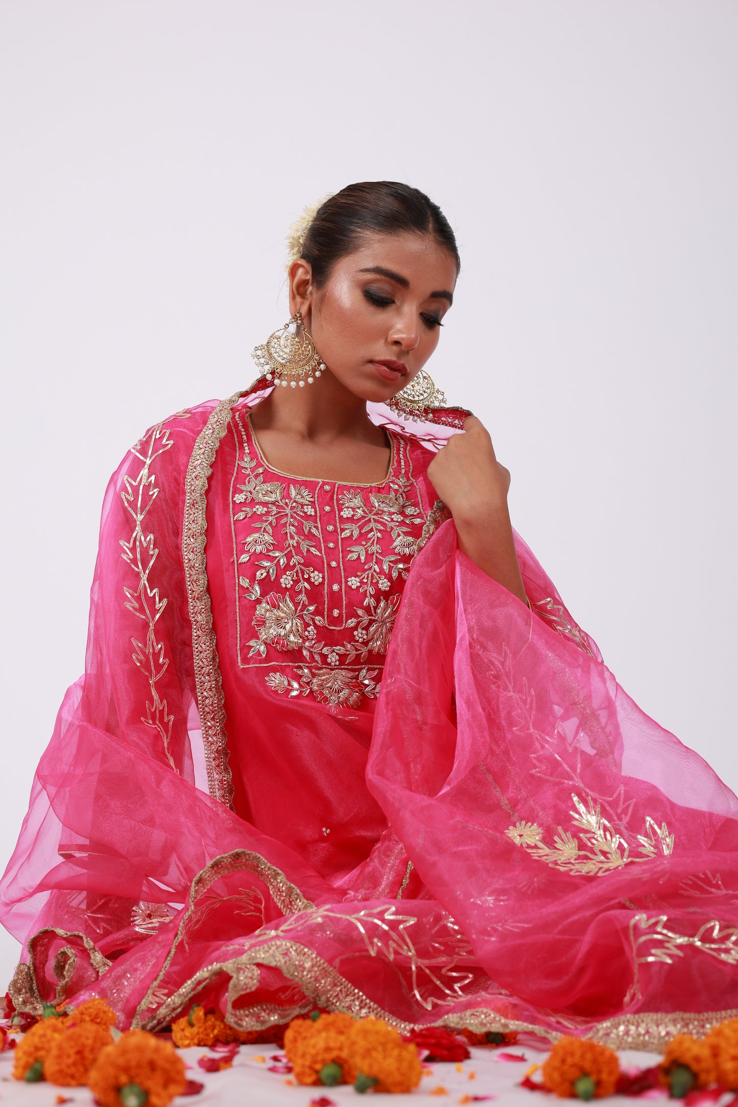 Roobroo – Hand Embroidered Organza Kurta Set