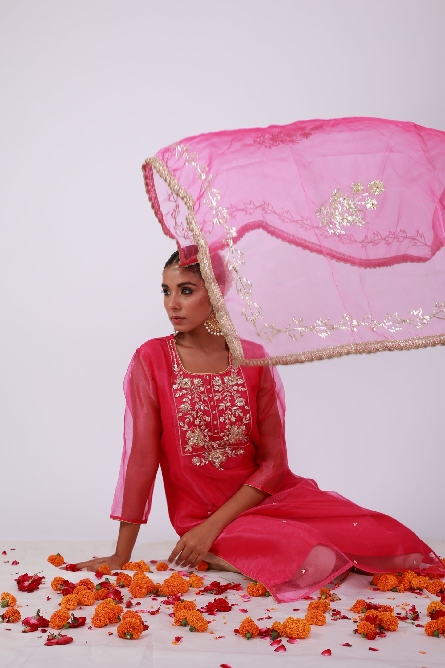 Roobroo – Hand Embroidered Organza Kurta Set