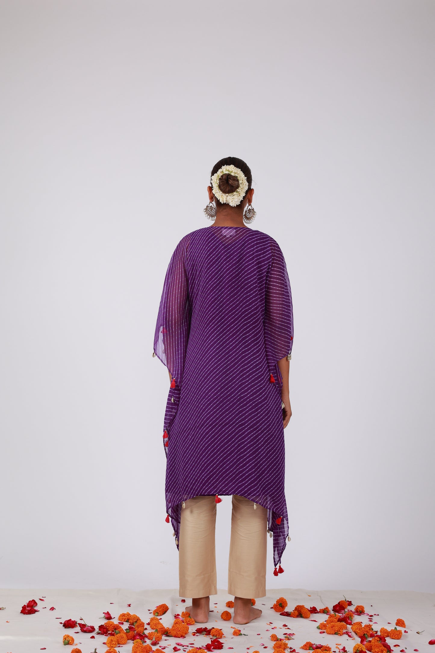 Purple Georgette Kaftan Set with Gota Patti, Zari & Tassel Detailing | Roobroo Collection by That Romeo