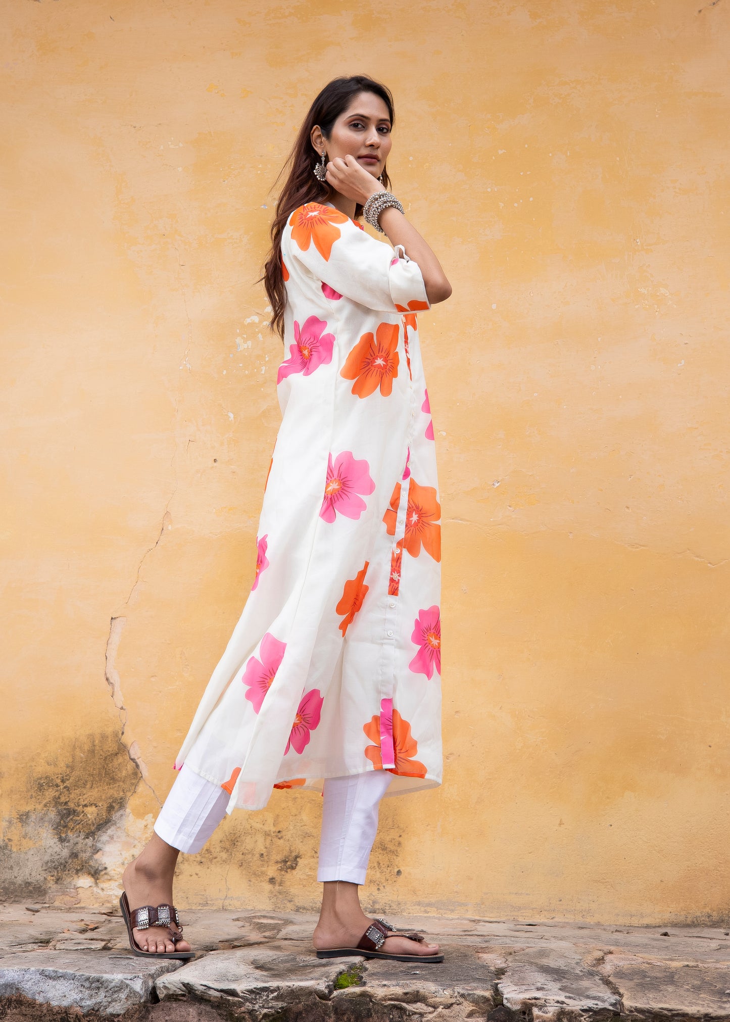 Roobroo – Sunlit Bloom Chanderi Silk Kurta Set