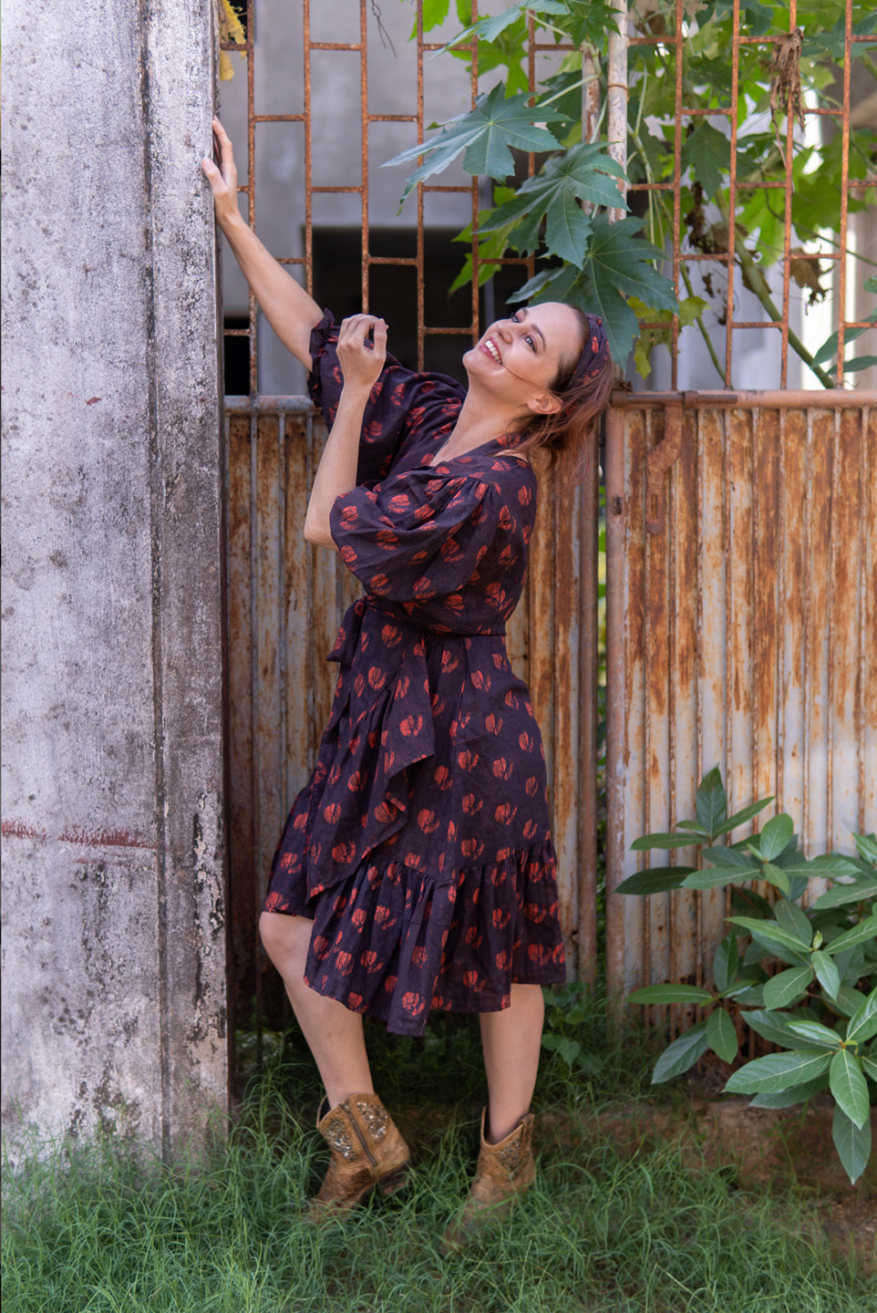 Night Garden – Handblock Printed Boho Dress