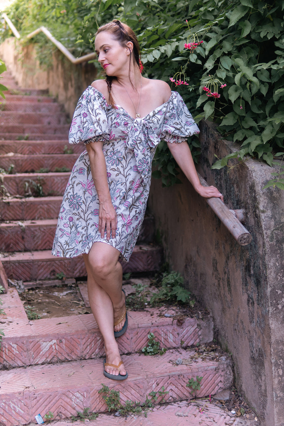 Dreamcatcher – Hand Block Printed Off-Shoulder Cotton Dress