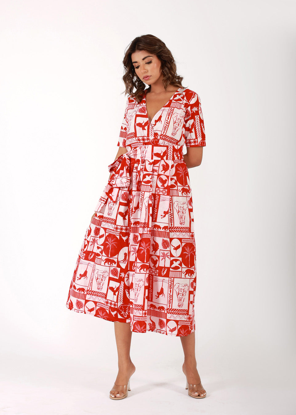 Red Tropical – Cotton Printed Summer Dress