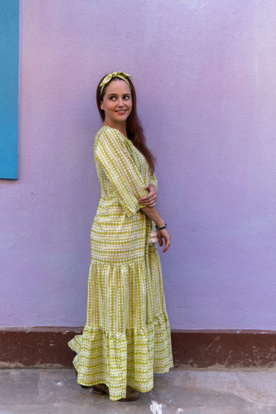 Sweet Lime – Hand Block Printed Cotton Maxi Dress