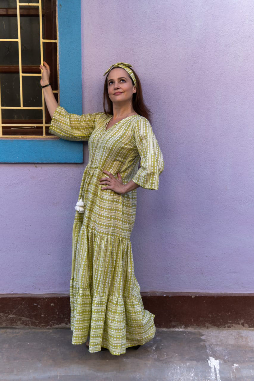 Sweet Lime – Hand Block Printed Cotton Maxi Dress