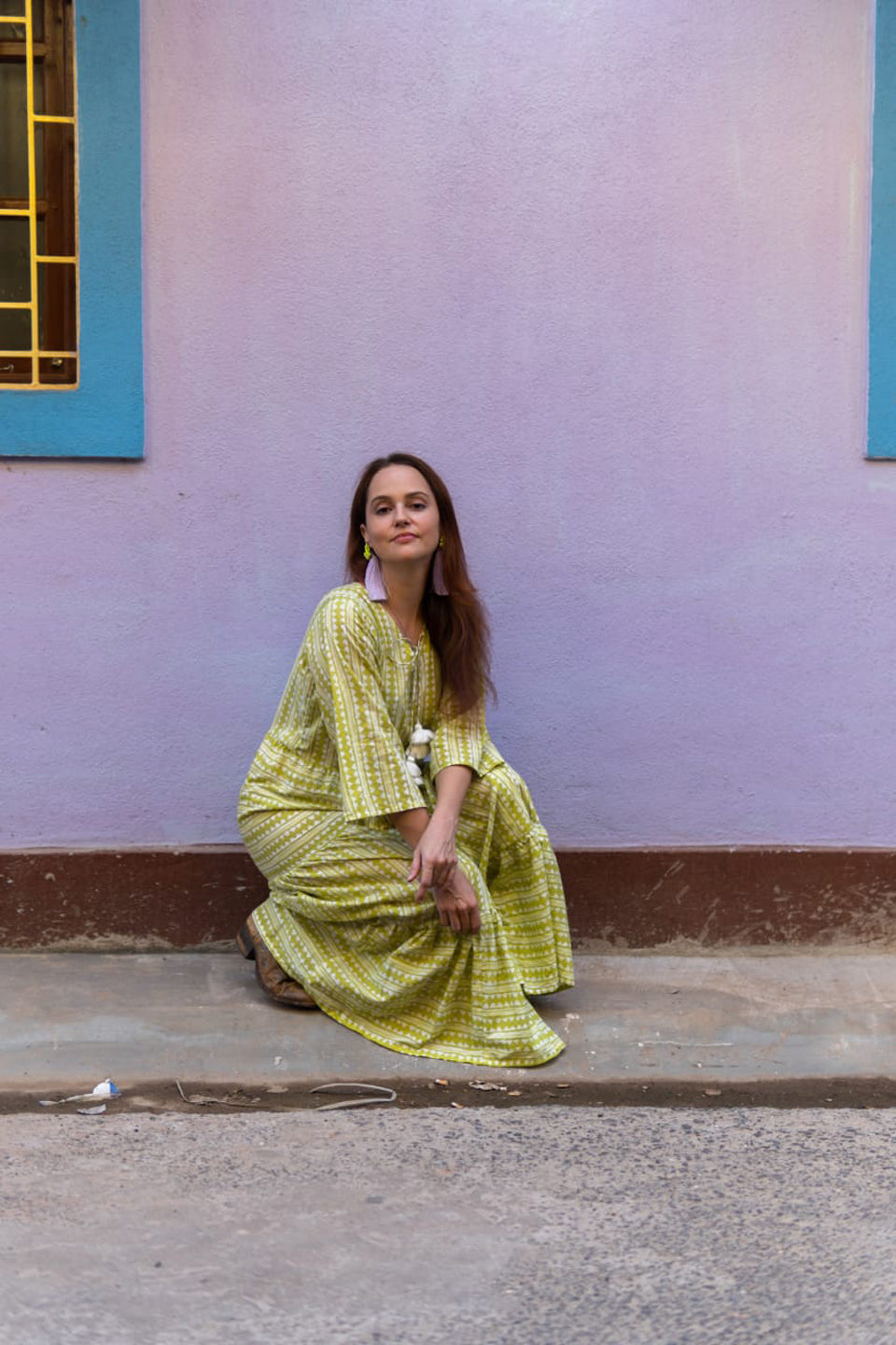 Sweet Lime – Hand Block Printed Cotton Maxi Dress