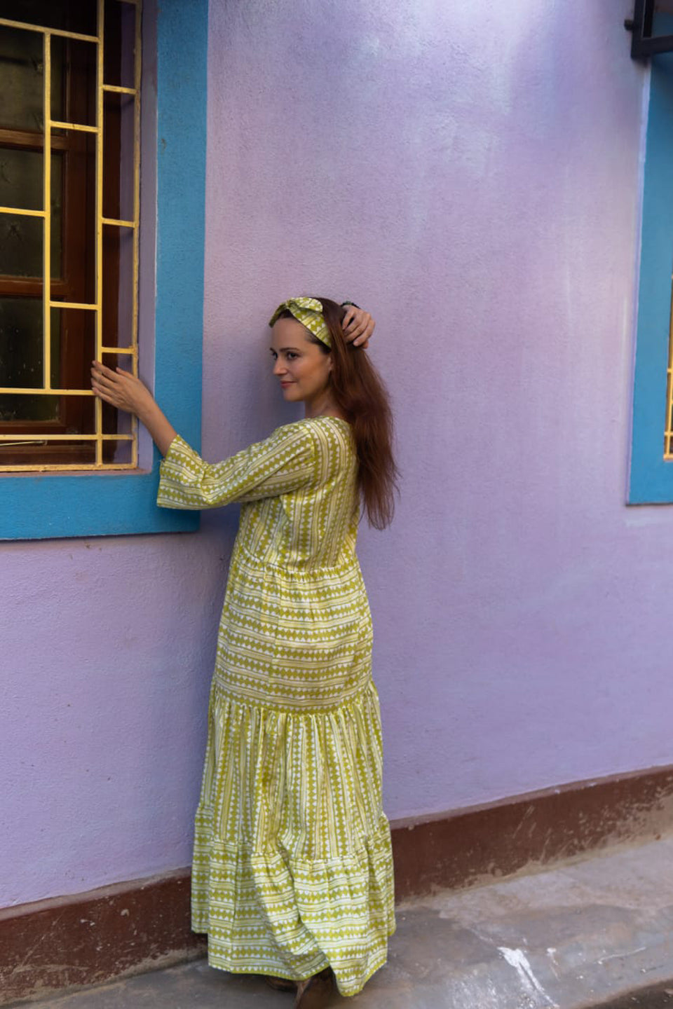 Sweet Lime – Hand Block Printed Cotton Maxi Dress