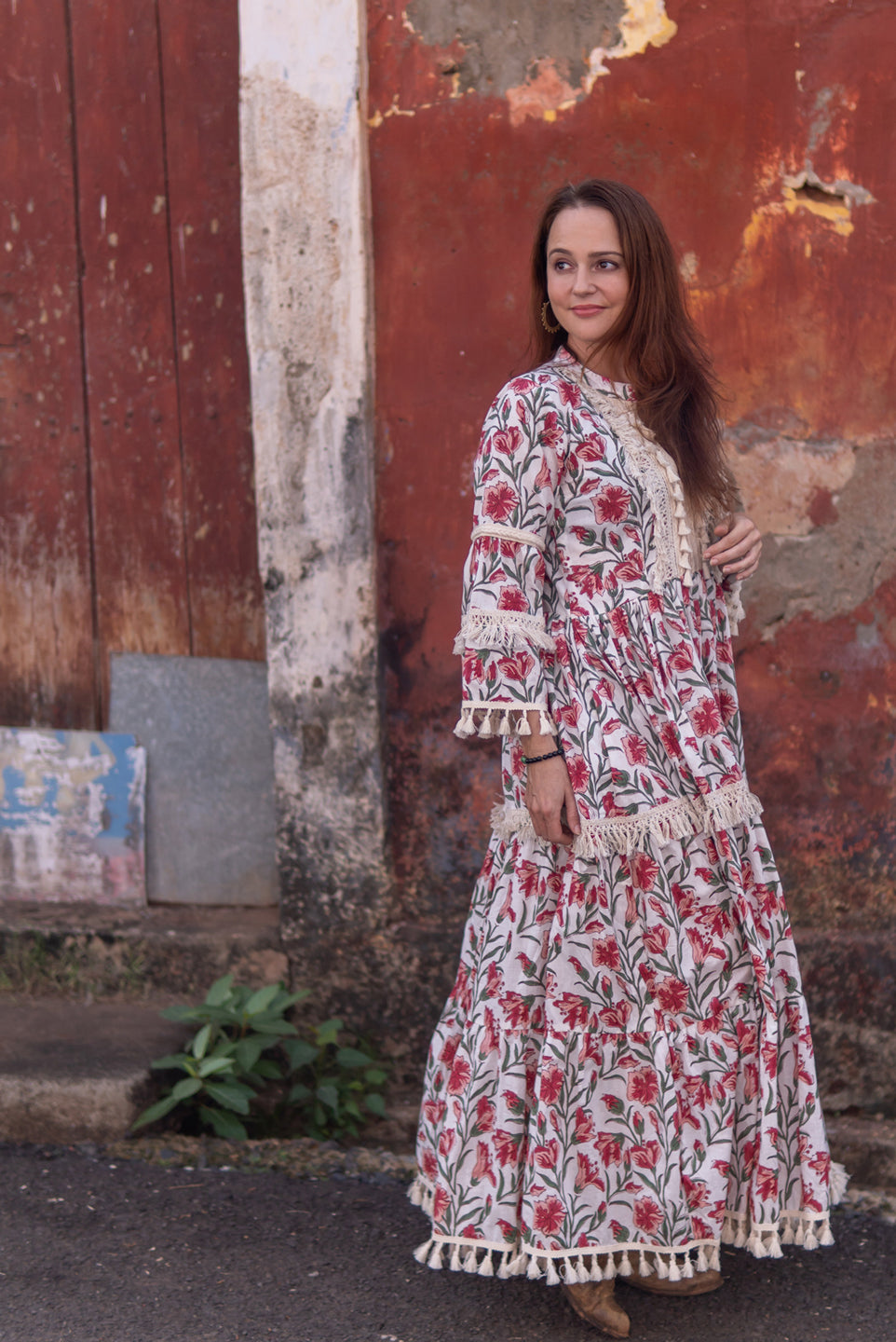 Mystical Garden - Boho Floral Cotton Maxi Dress