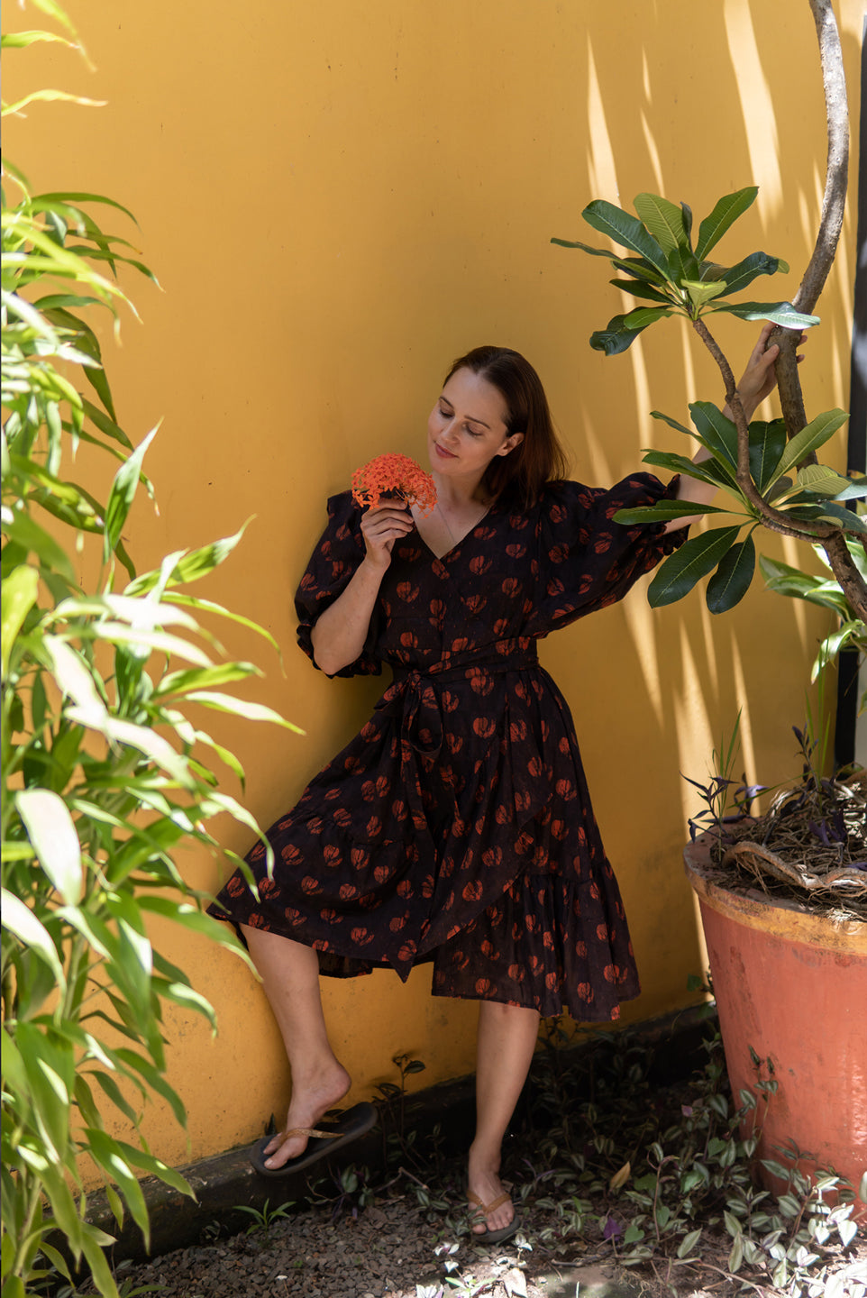 Night Garden – Handblock Printed Boho Dress