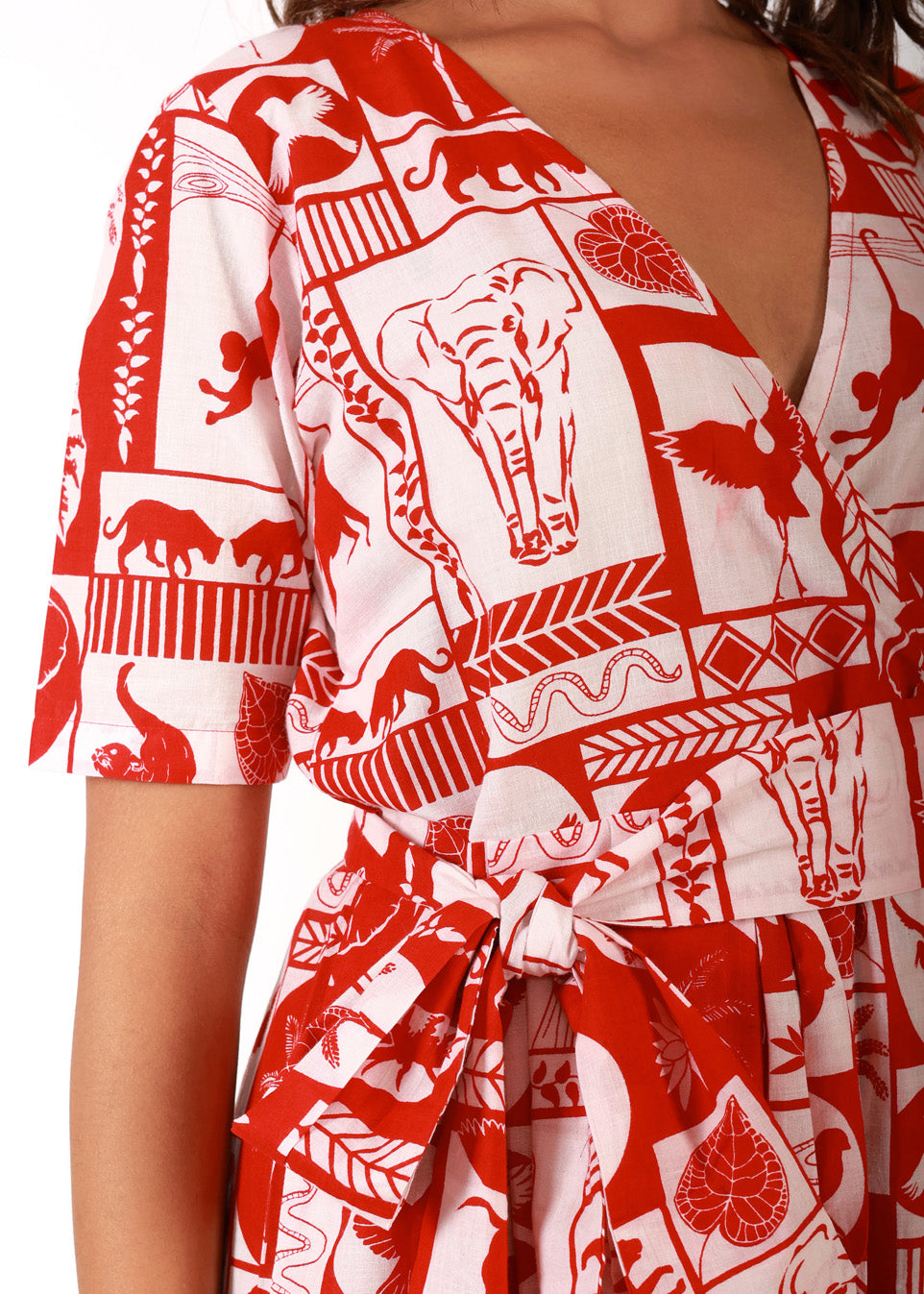 Red Tropical – Cotton Printed Summer Dress