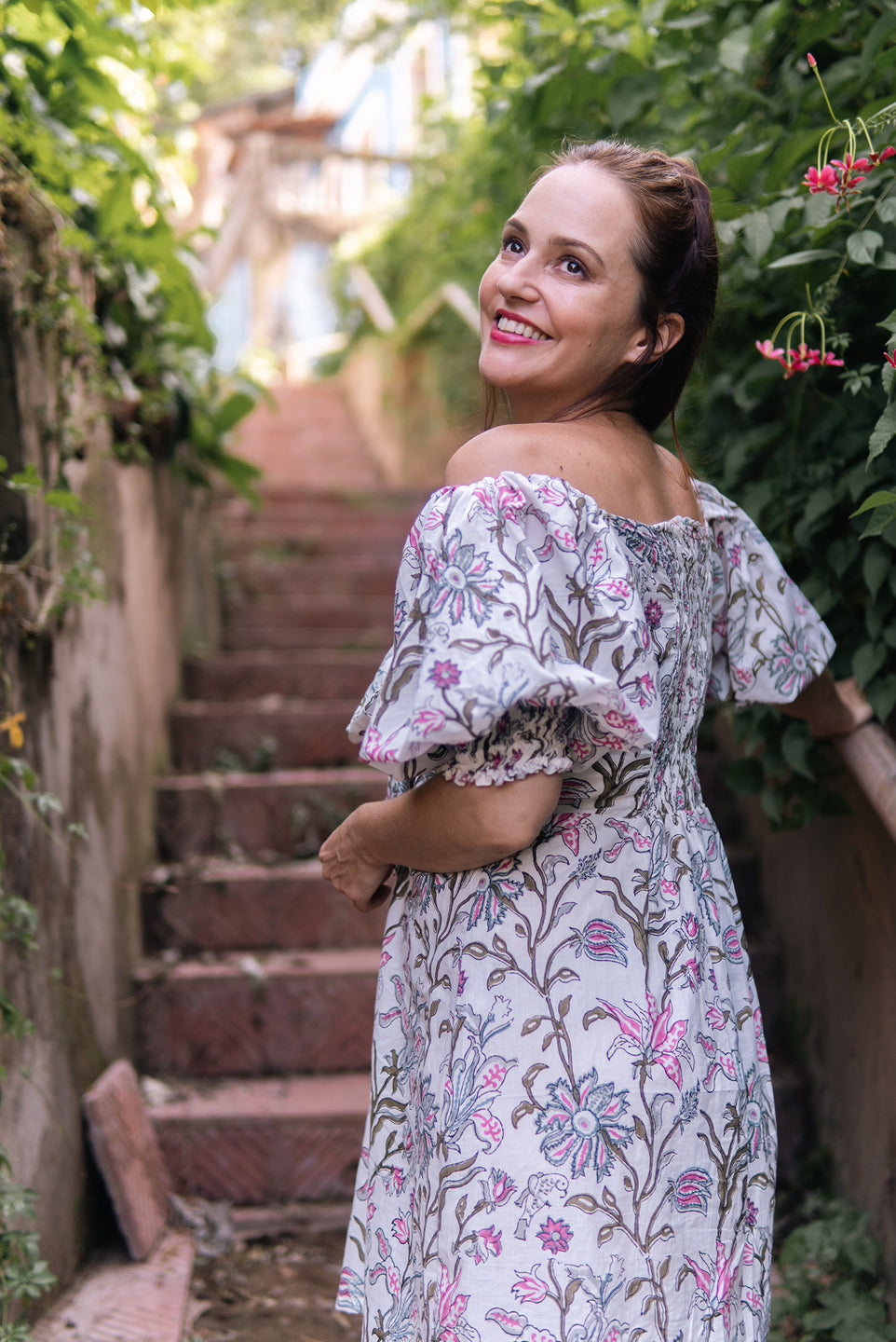 Dreamcatcher – Hand Block Printed Off-Shoulder Cotton Dress