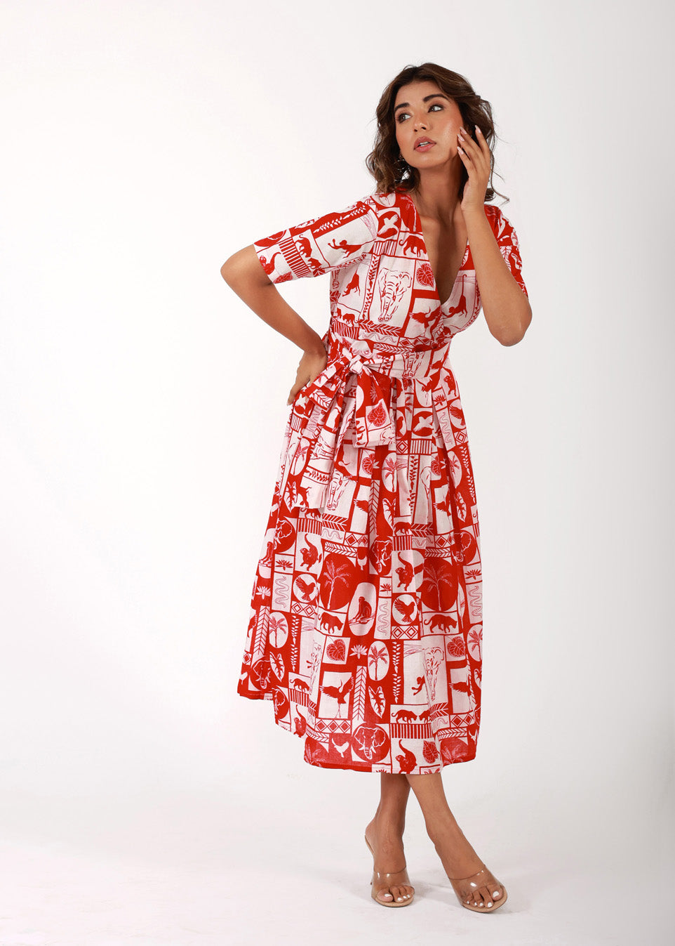 Red Tropical – Cotton Printed Summer Dress