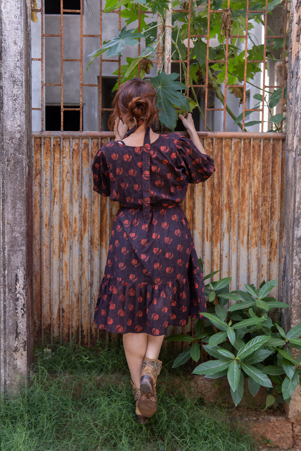 Night Garden – Handblock Printed Boho Dress