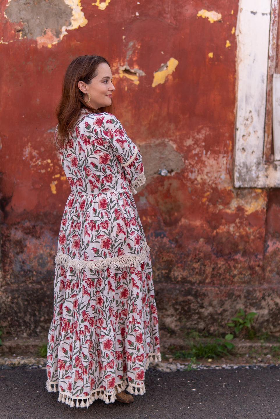 Mystical Garden - Boho Floral Cotton Maxi Dress
