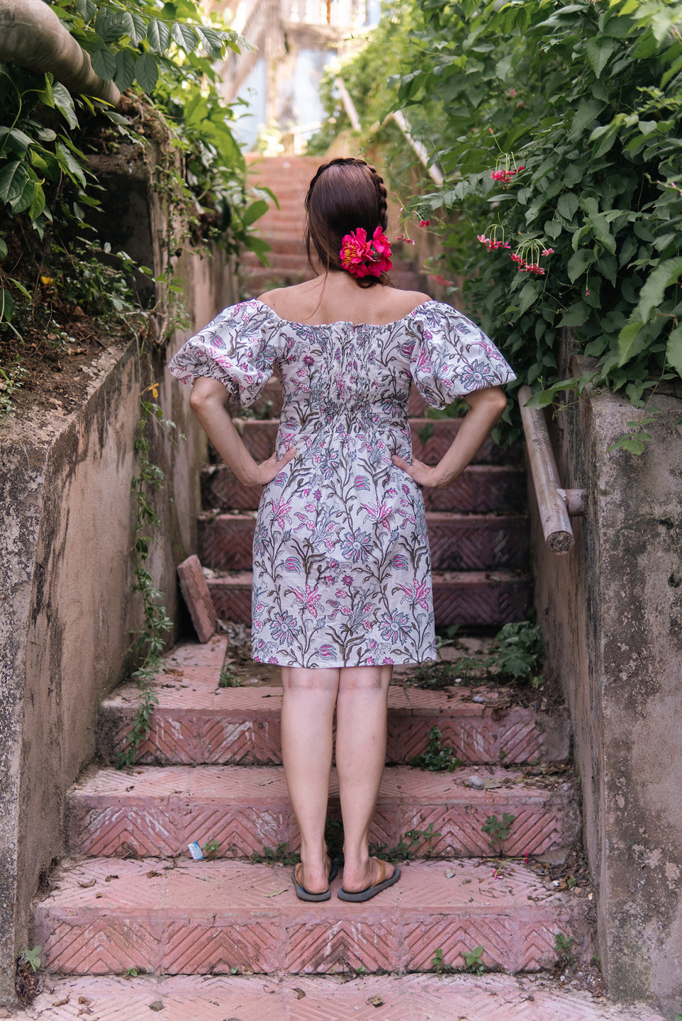 Dreamcatcher – Hand Block Printed Off-Shoulder Cotton Dress
