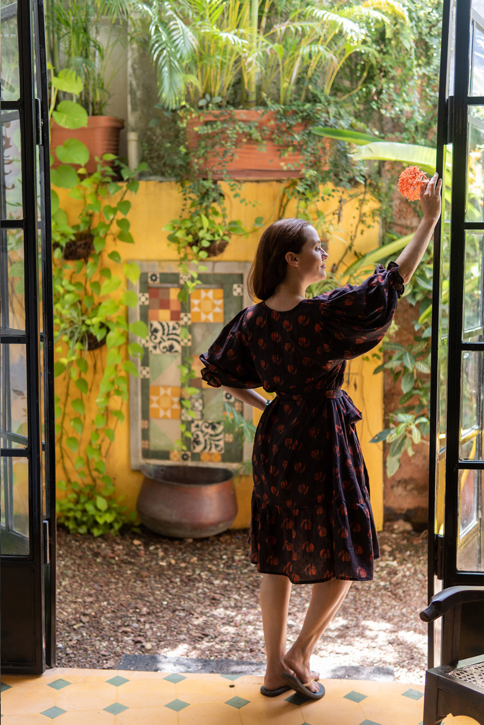 Night Garden – Handblock Printed Boho Dress