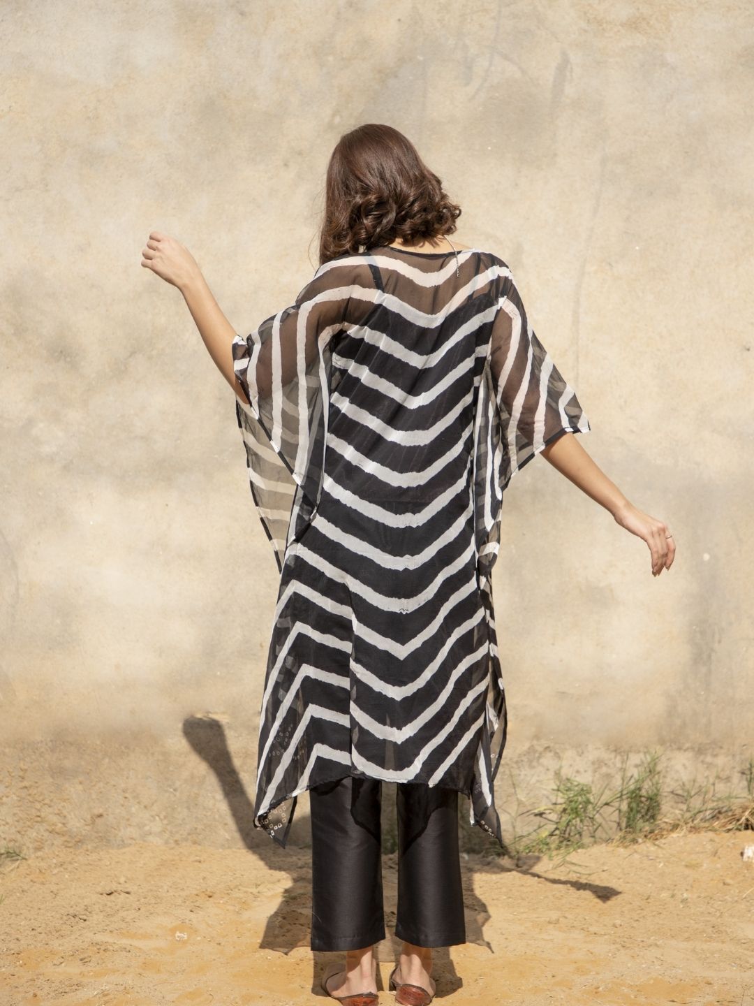 Mokosh – Long Bandhani Kaftan with Asymmetrical Hemline | Rangisaa Collection by That Romeo