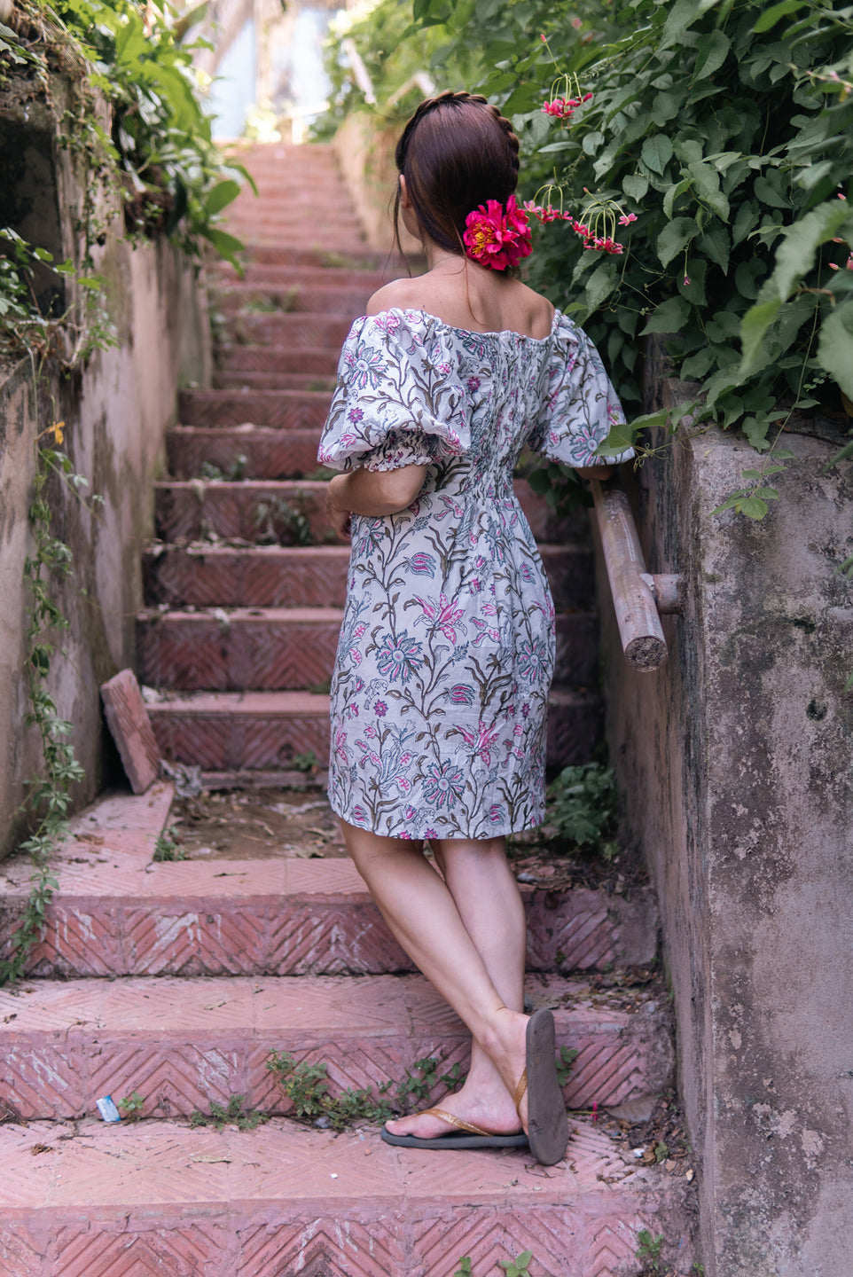 Dreamcatcher – Hand Block Printed Off-Shoulder Cotton Dress