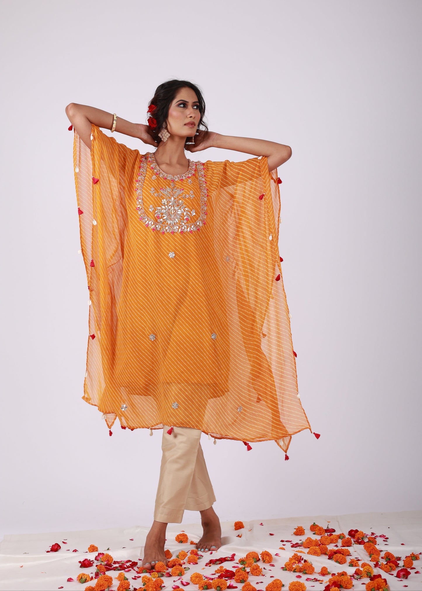 Chrome Yellow Georgette Kaftan Set