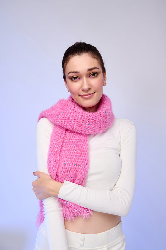 Pink Soft Knit Sequin Scarf | Cozy Lightweight Winter Neck Scarf – ThatRomeo