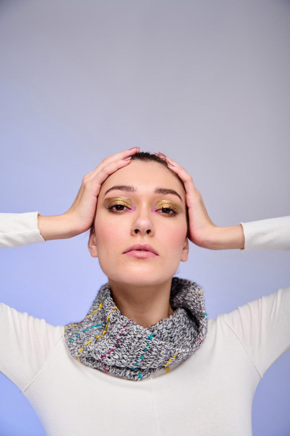 Textured Knit Cowl Scarf with Contrast Stitching | Soft Winter Neck Scarf – ThatRomeo