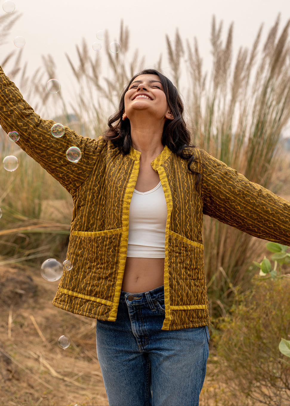 Pullis – Mustard Quilted Patchwork Jacket
