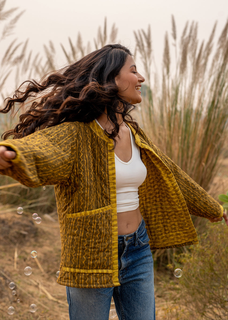 Pullis – Mustard Quilted Patchwork Jacket