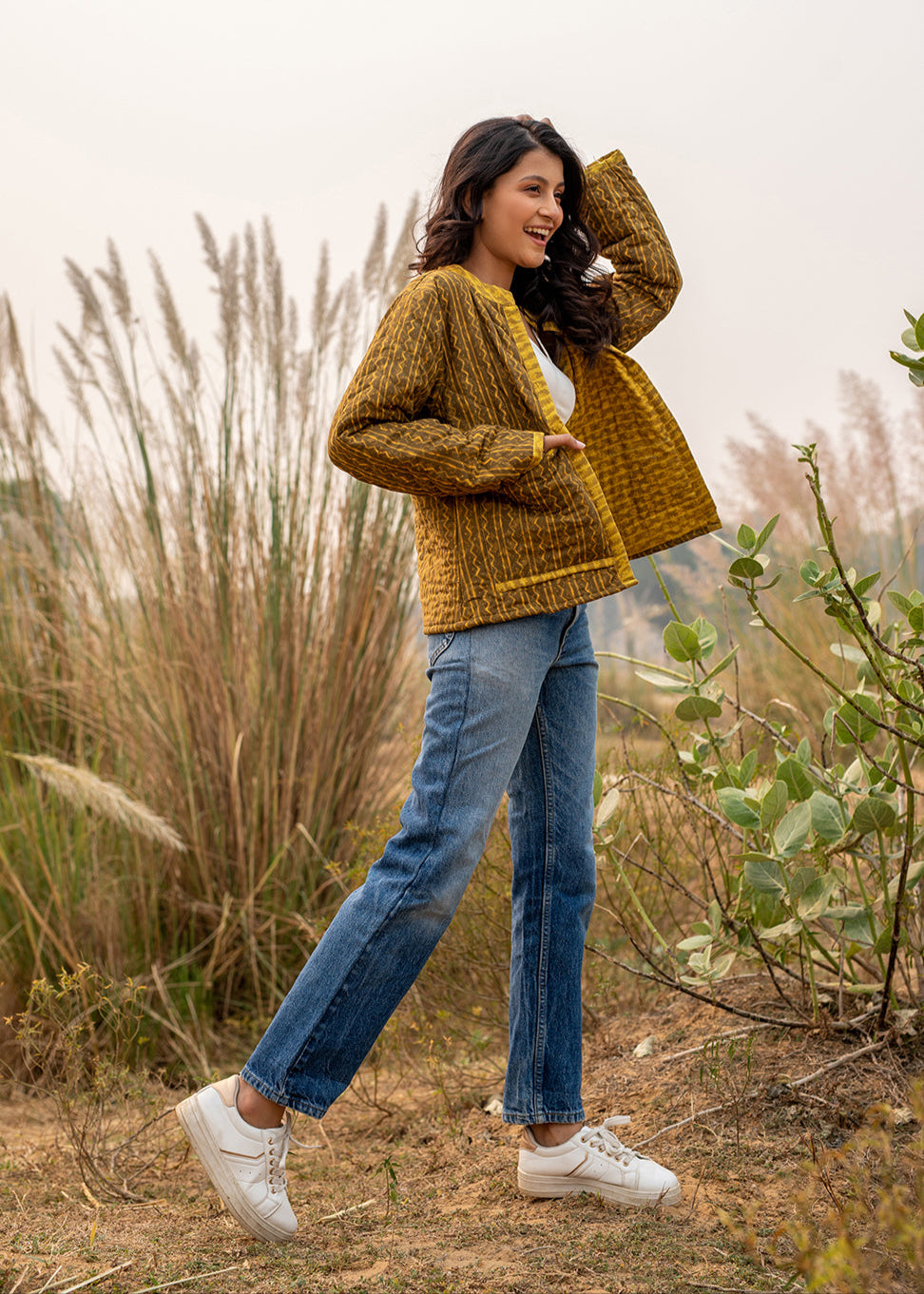 Pullis – Mustard Quilted Patchwork Jacket