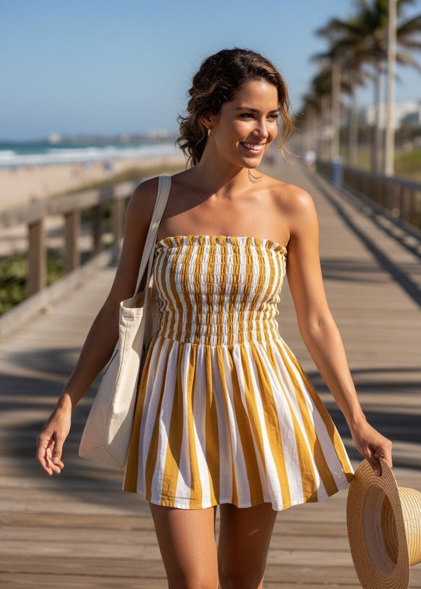 Sunkissed Stripe Smocked Mini Dress