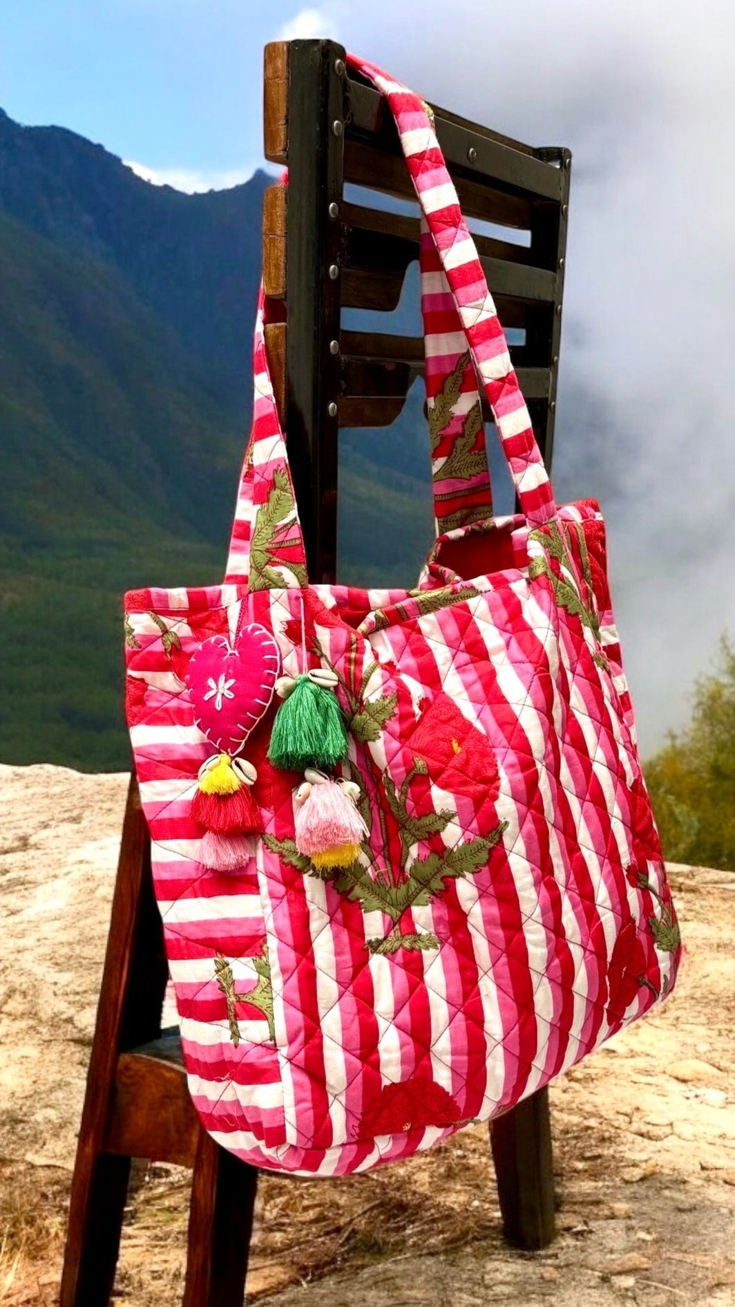 Mia Heart-Stitched Tote Bag