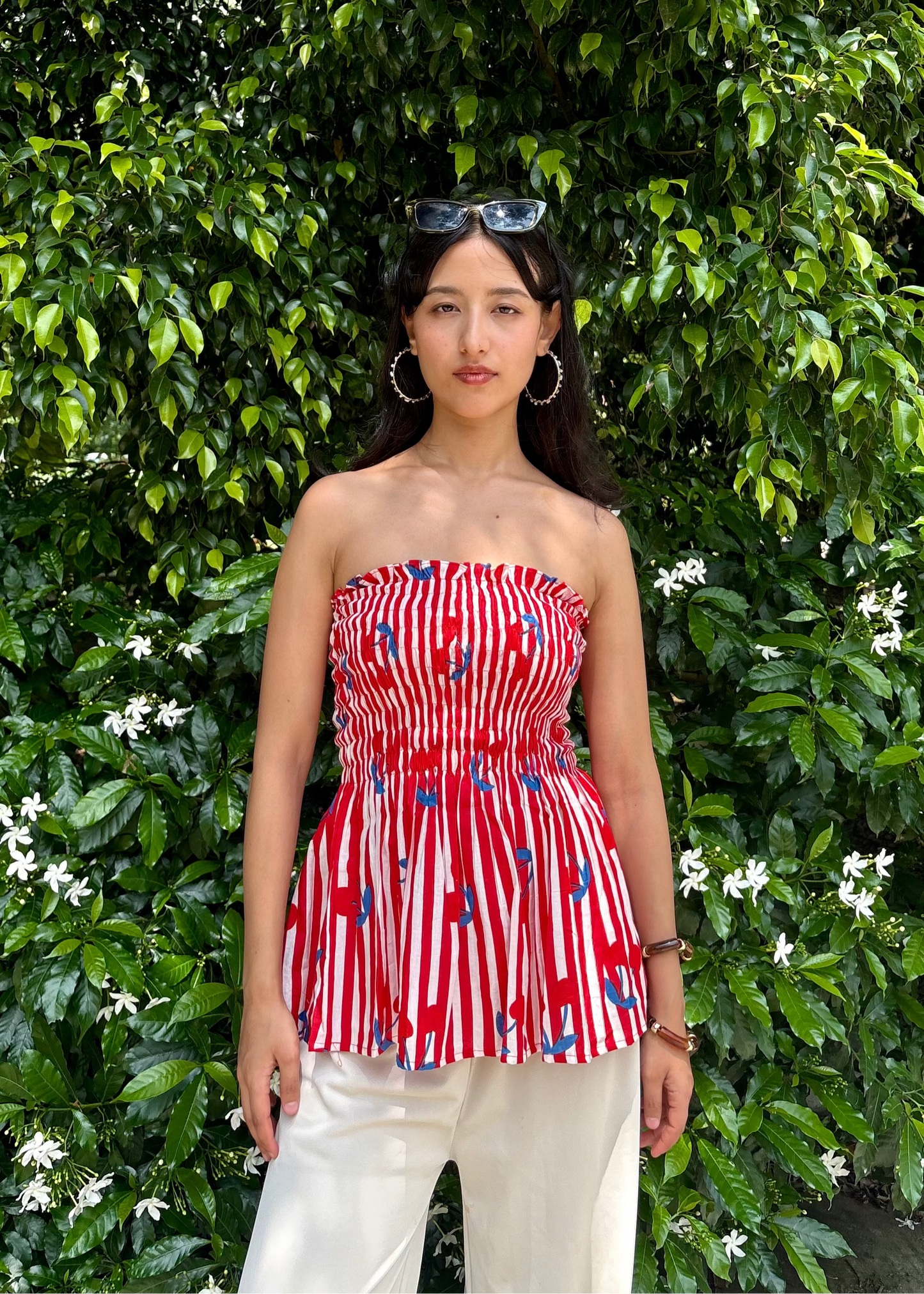 Cherry- smocked tops