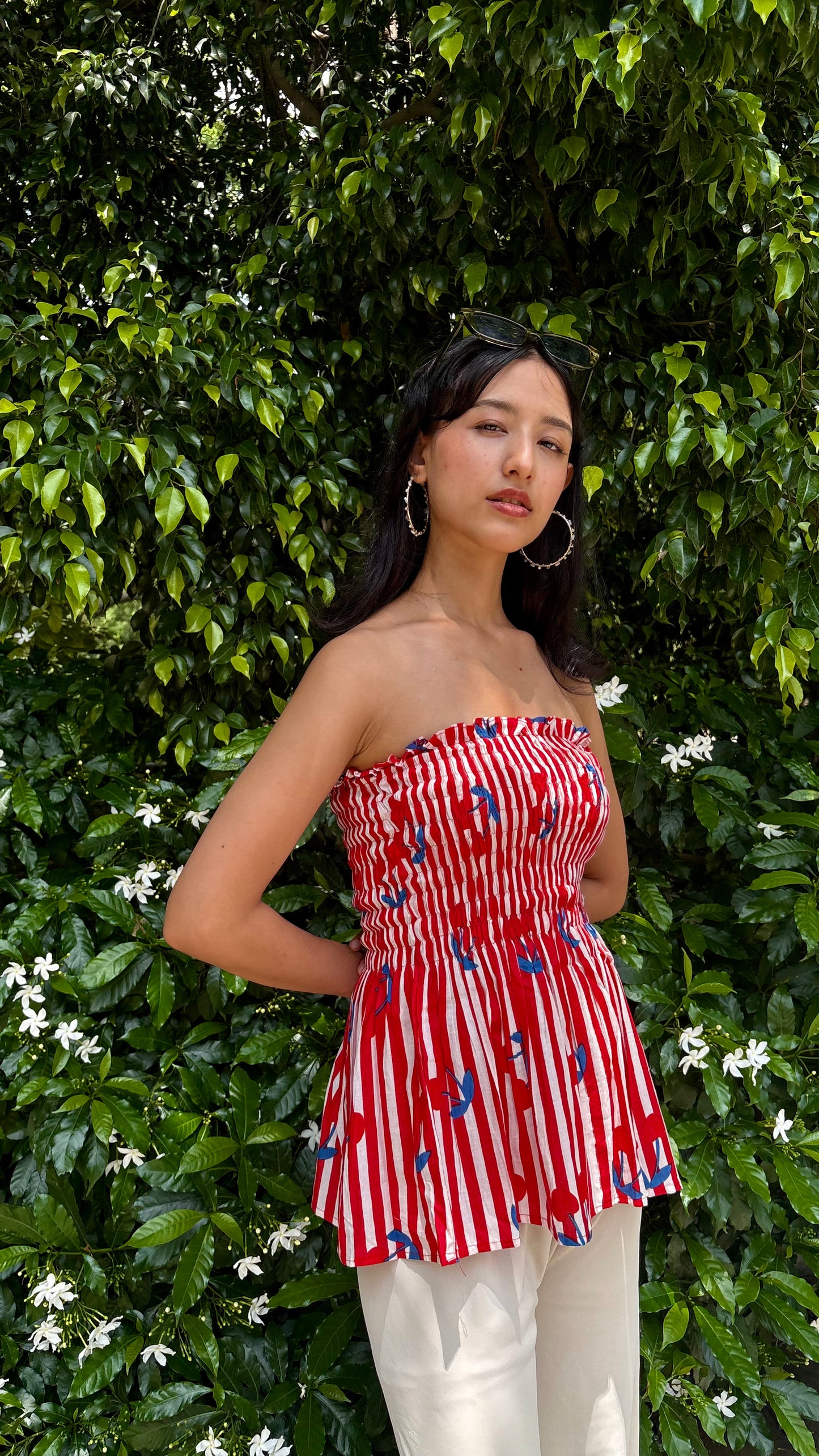 Cherry- smocked tops