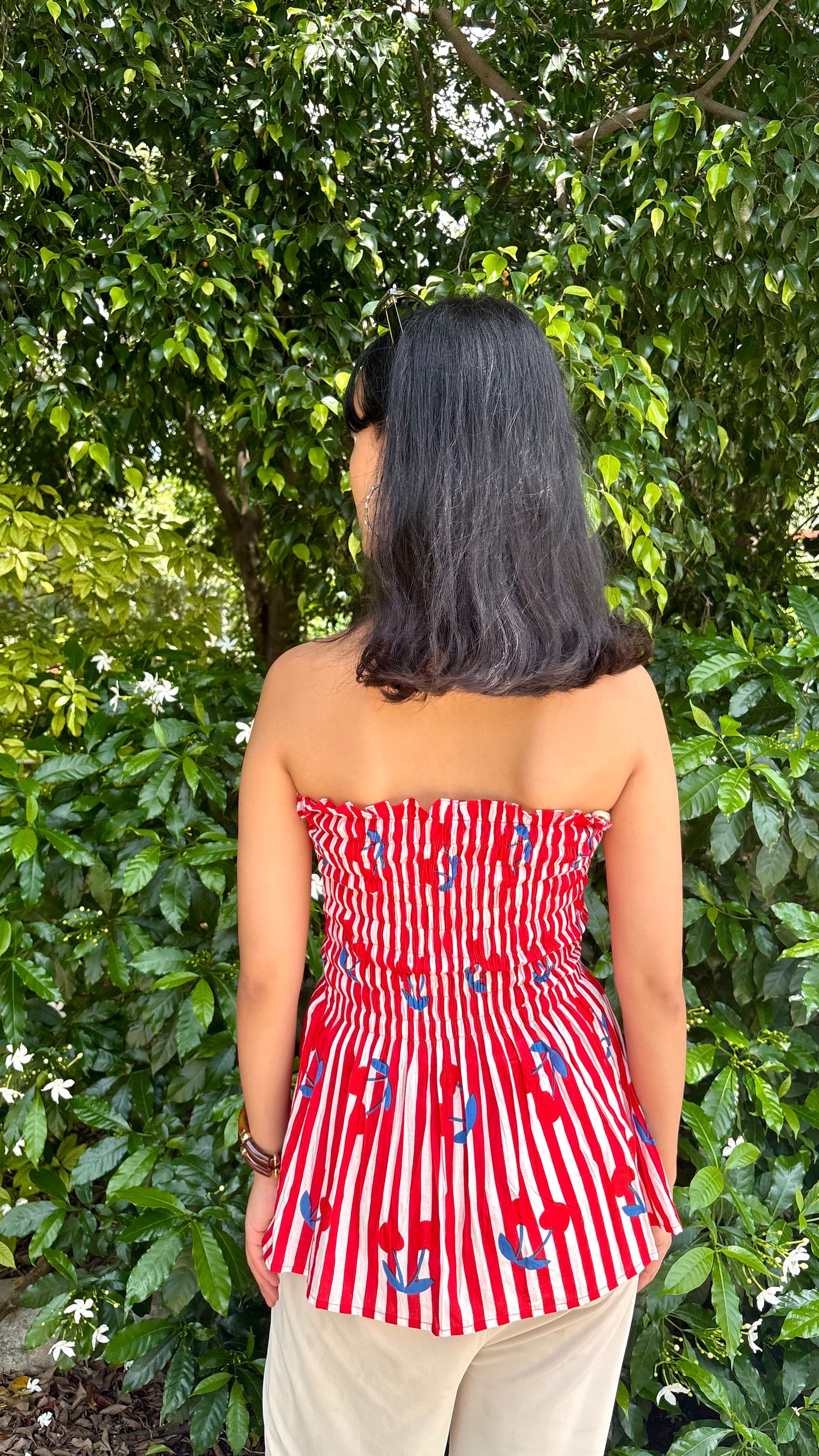Cherry- smocked tops