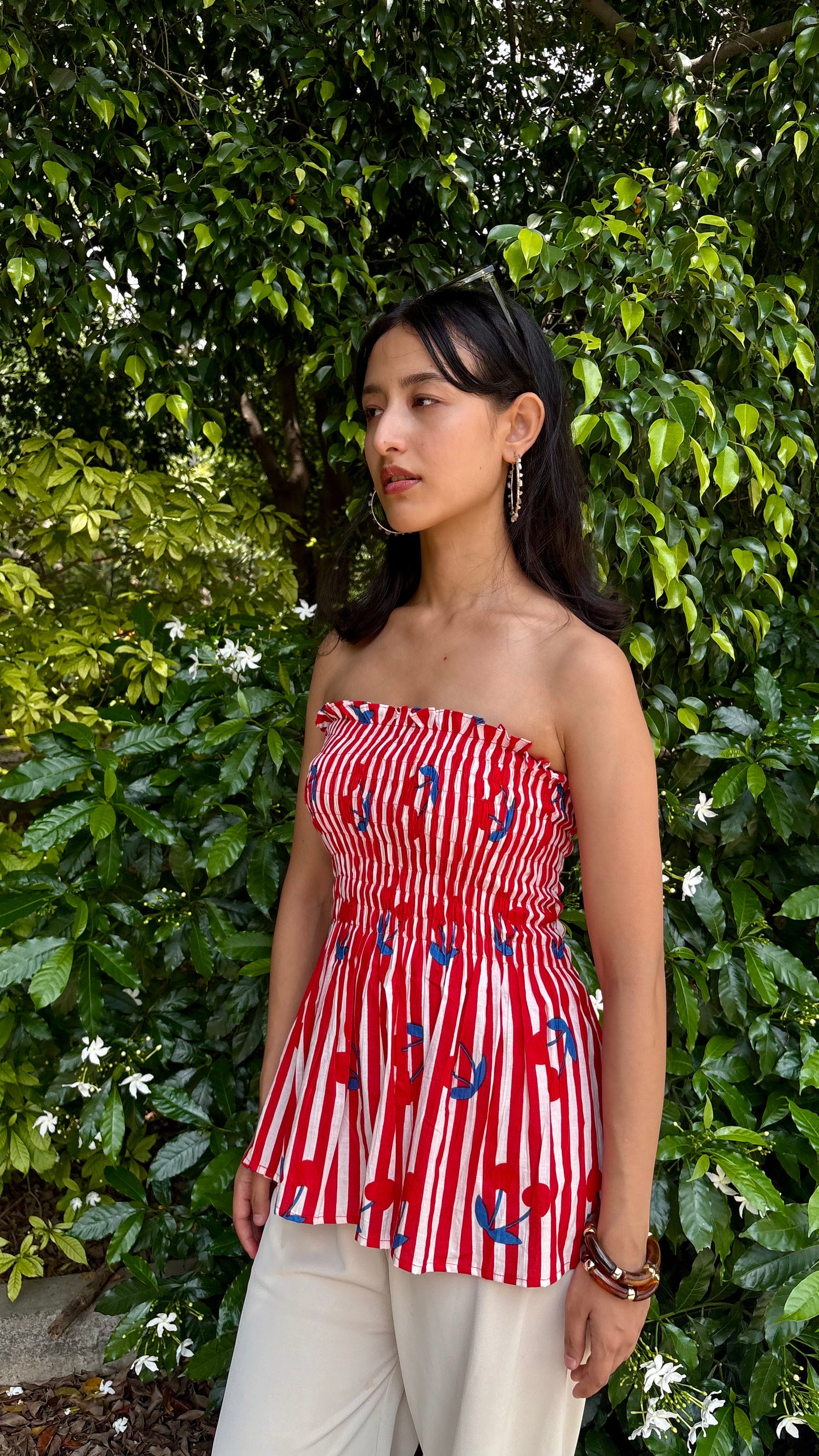 Cherry- smocked tops