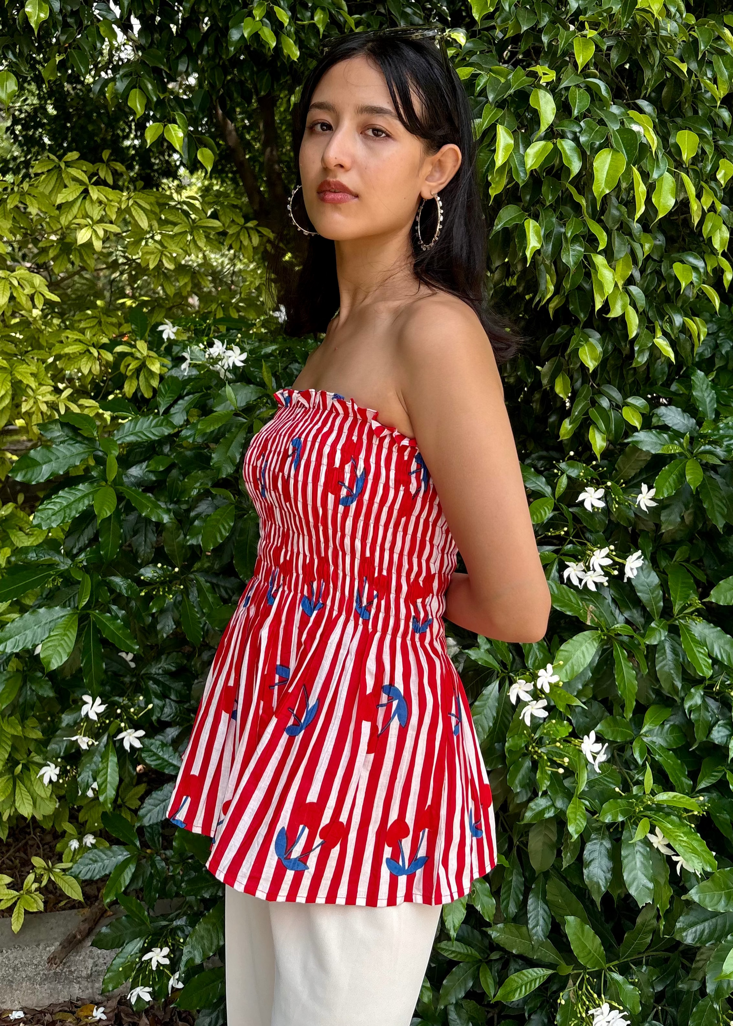 Cherry- smocked tops