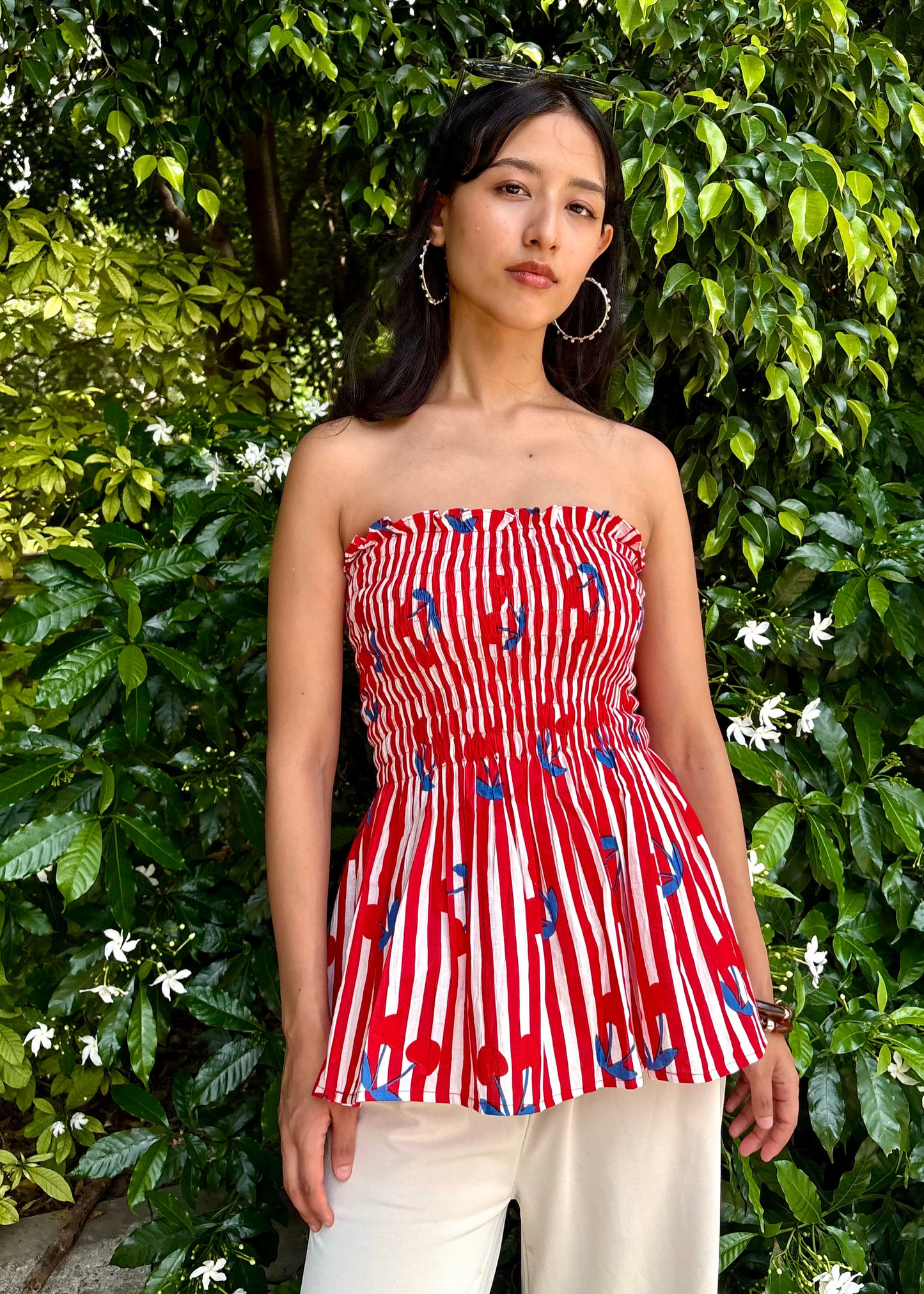 Cherry- smocked tops