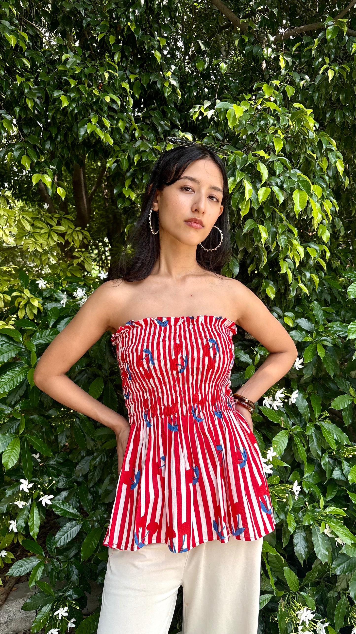 Cherry- smocked tops