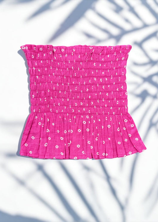 Pink Bandhani Smocked Top
