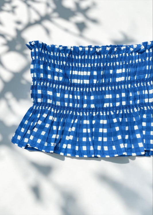 Azure Picnic Smocked Top