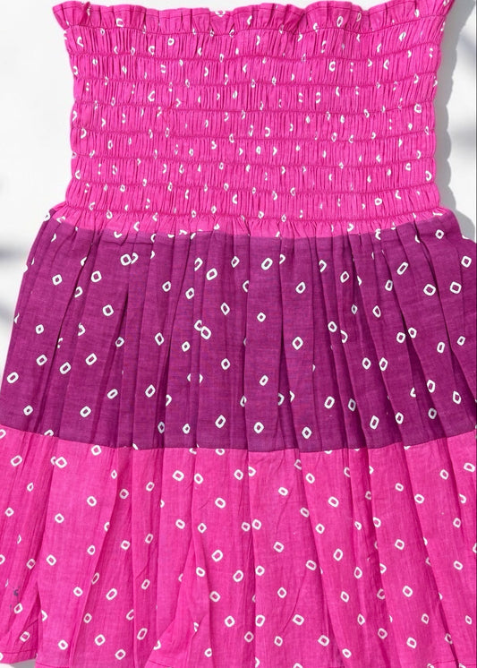 Rosé Patchwork Smocked Top