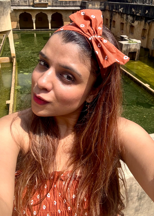 Brown Bandhani Headband