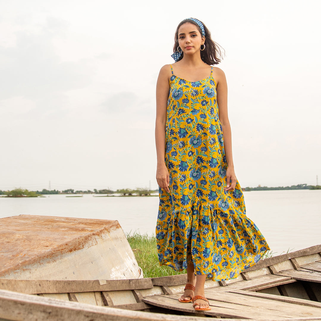 Viviana – Hand Block Printed Cotton Maxi Dress