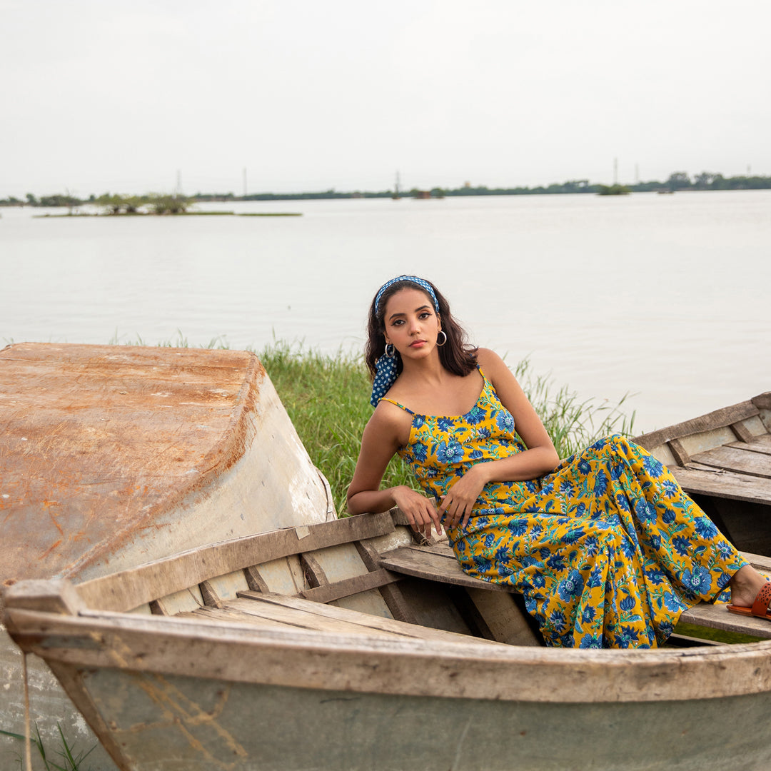 Viviana – Hand Block Printed Cotton Maxi Dress